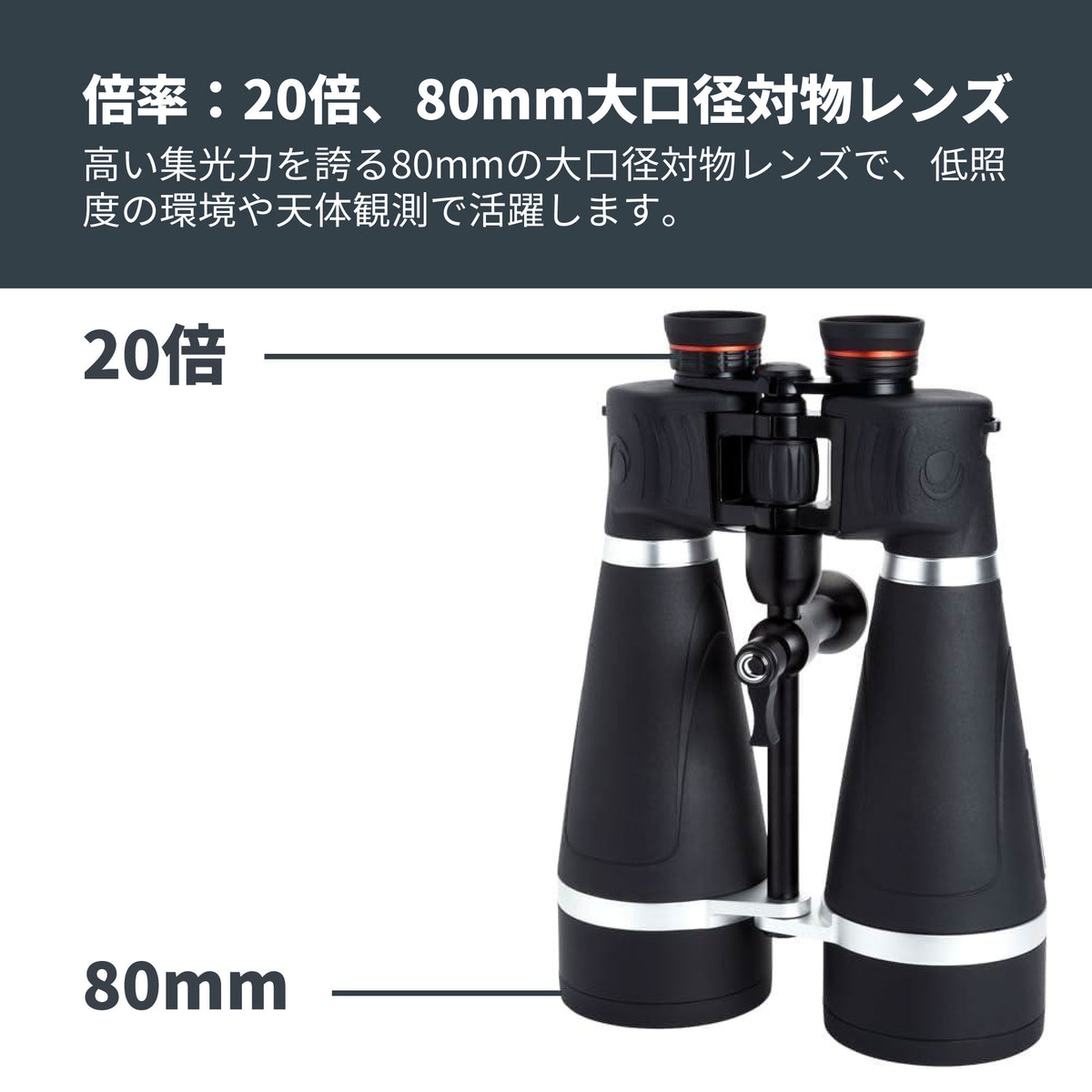 SkyMaster Pro 20×80 ポロプリズム双眼鏡｜CE-BBSM-72031